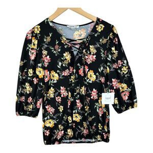 PERSEPTION CONCEPT Floral Print‎ Blouse Size Small 3/4 Sleeve